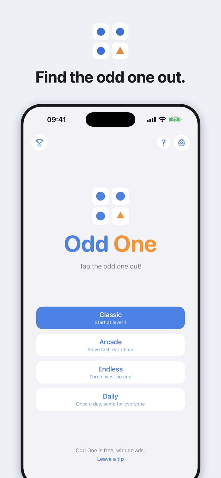 Odd One main menu